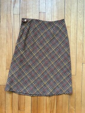Classic Plaid A-Line Skirt in Black, Yellow & Red